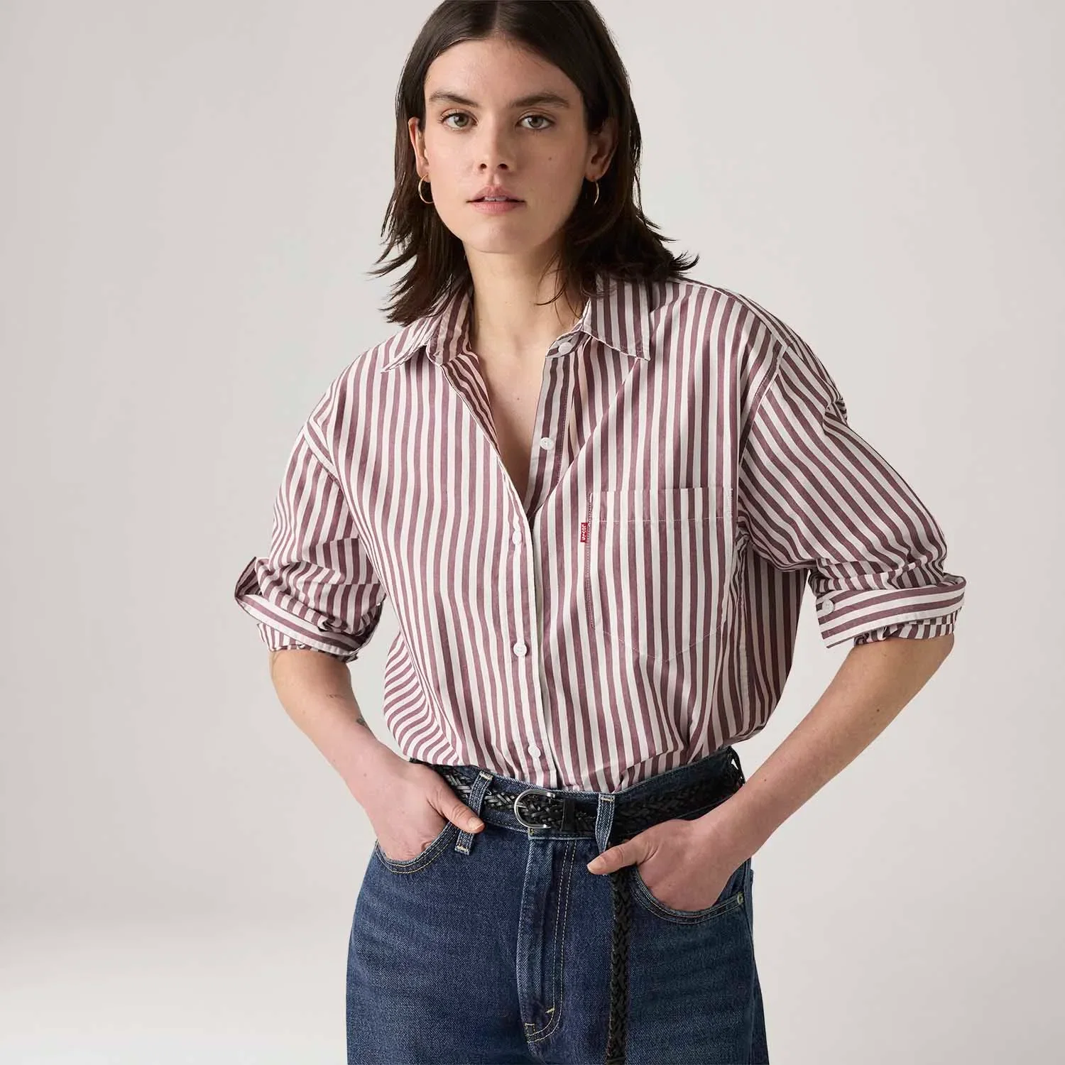 Camisa Levi's® Harlie New Listrada Marrom — imagem 1