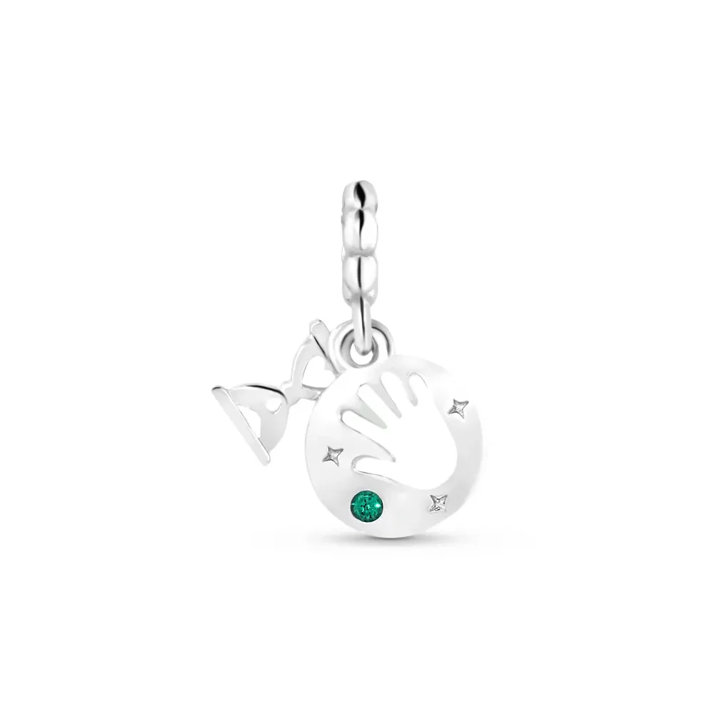Pingente Life Serendipidade Paralisia Cerebral em Prata 925 com Pedra Verde — imagem 1