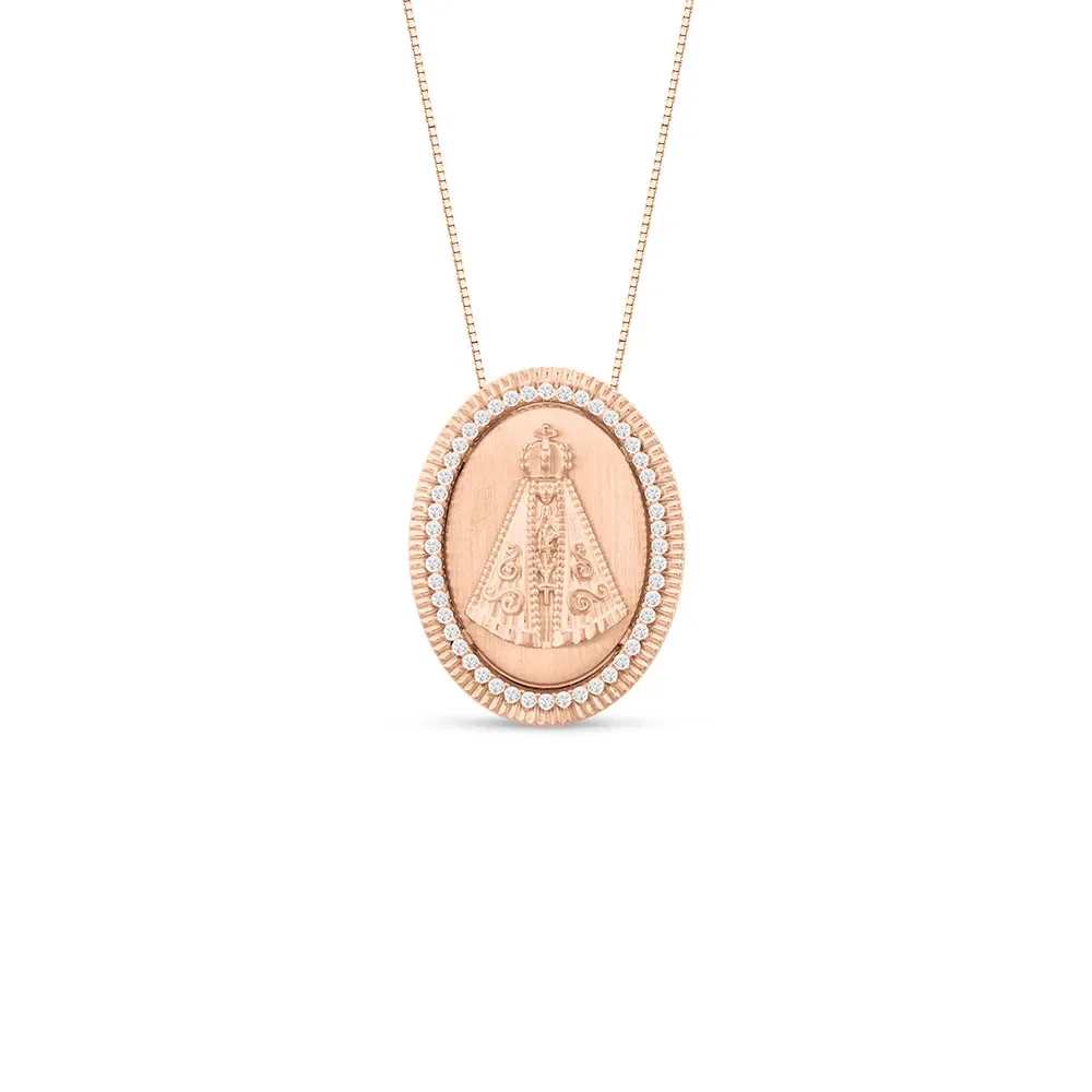 Pingente Virtuosa N.Sra. Aparecida em Ouro Rosé 18k com Diamantes, 25.5mm — imagem 1