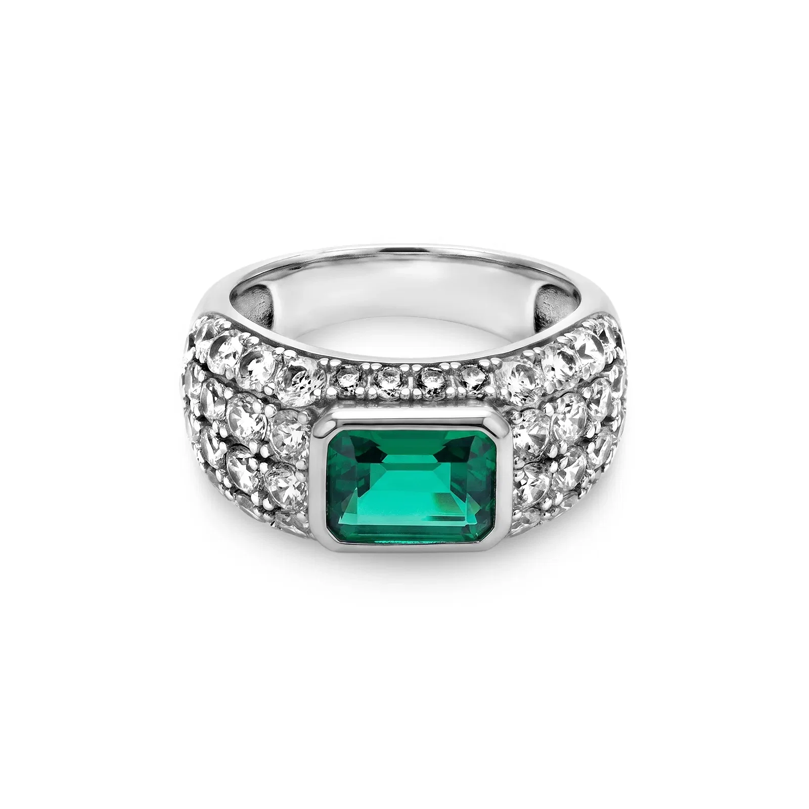Anel Life Intenção em Prata 925 com Zircônia Verde e Incolor