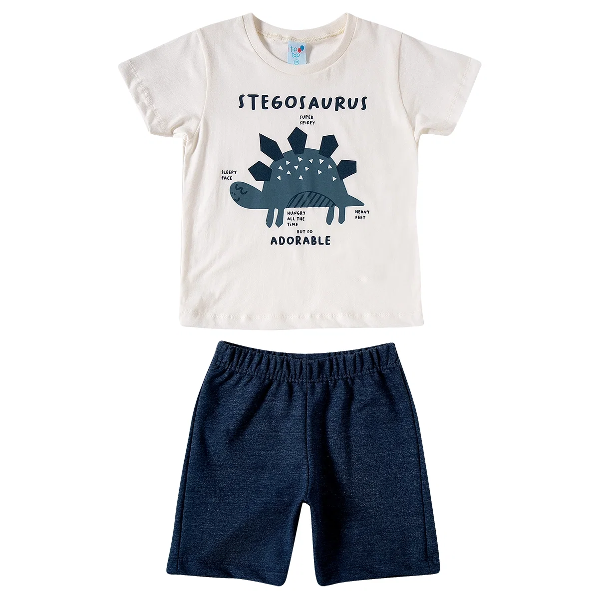 Conjunto Curto Toddler Dino Stegosaurus Meia Malha Tip Top