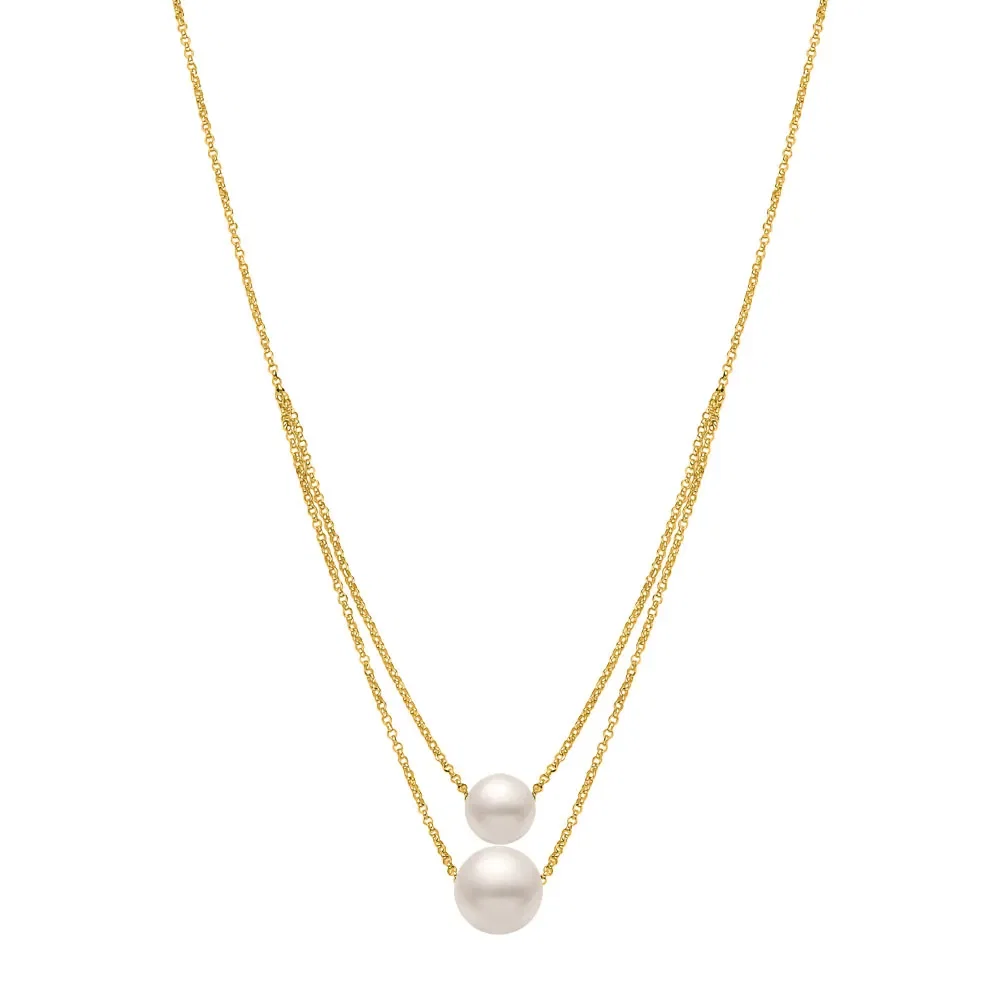 Colar Pop em Ouro Amarelo 18k com Pérolas, 55cm