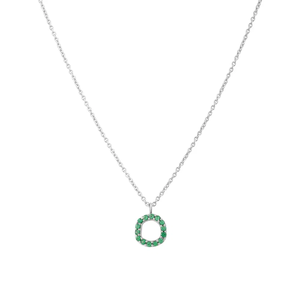 Colar Life Snow Redondo em Prata 925 com Pedras Verdes, 40cm — imagem 1
