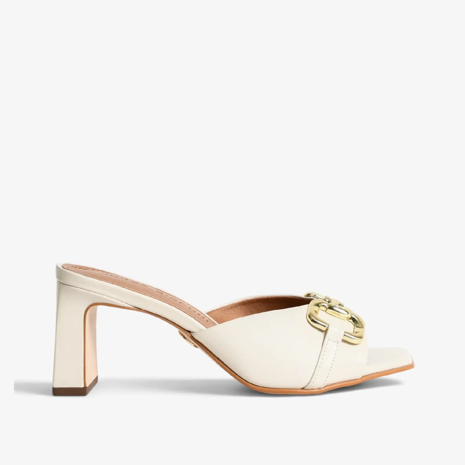 Tamanco Off White Algodão Couro