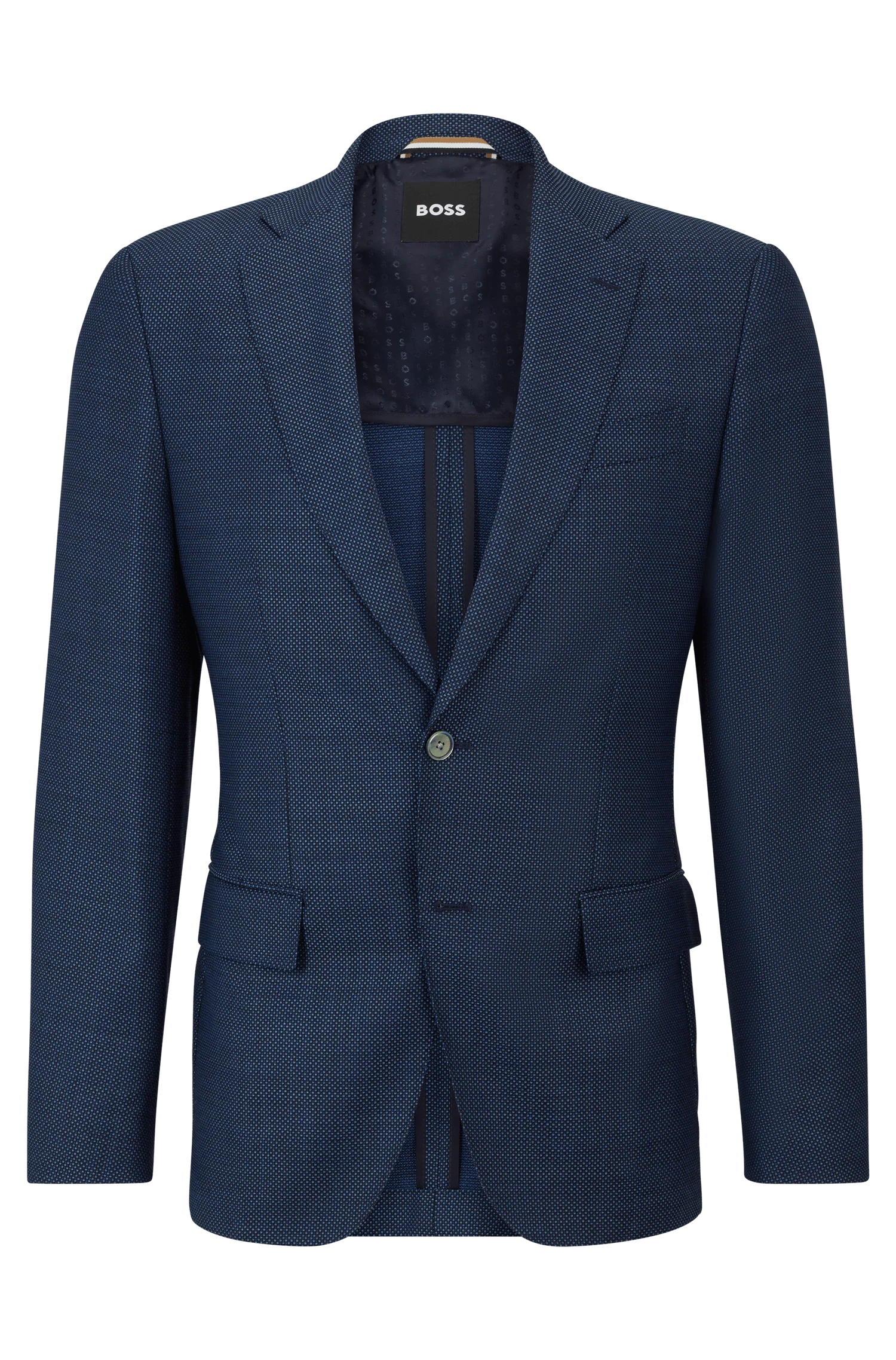 Blazer Justo Em Sarja De Lã Virgem