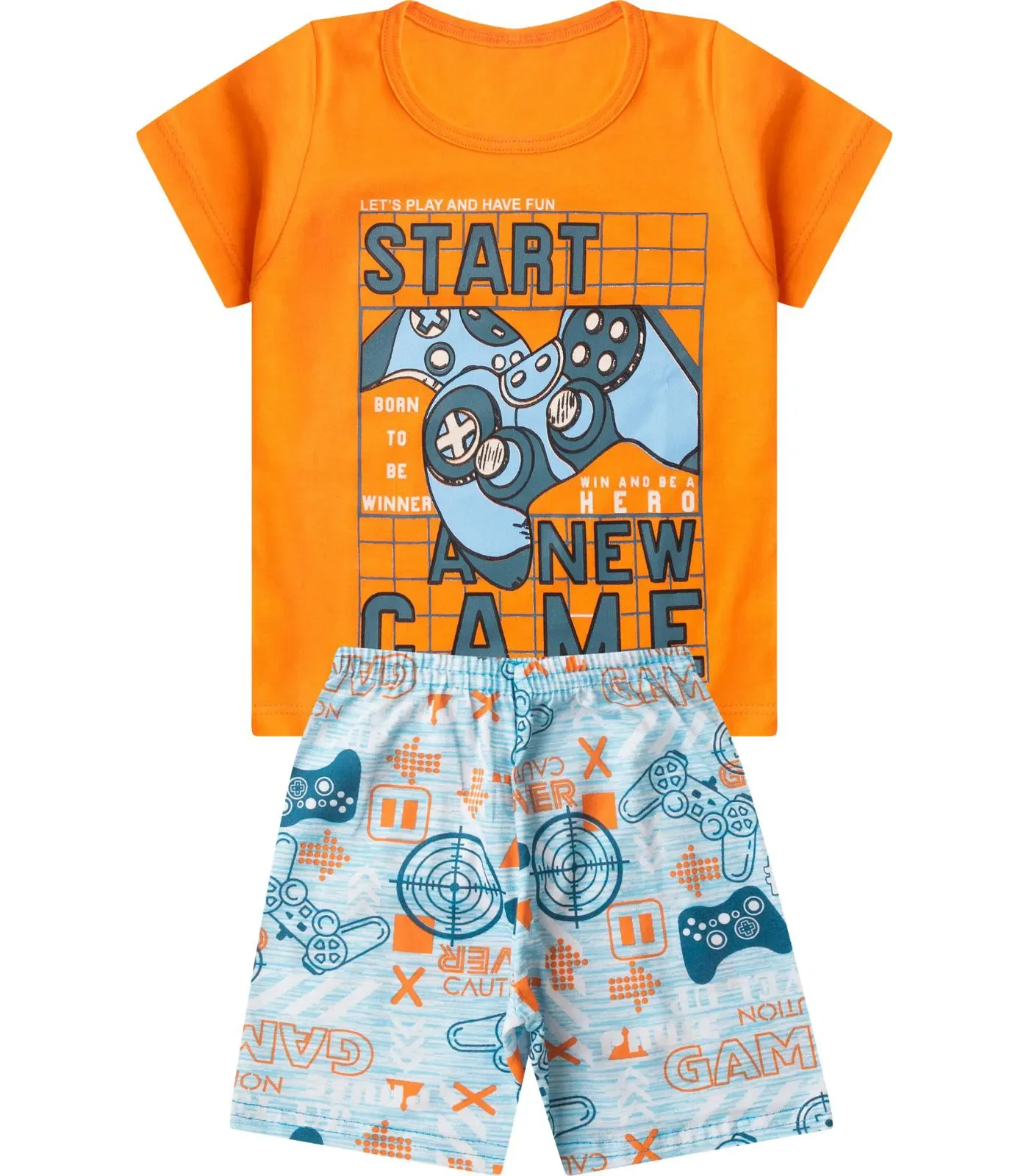 Pijama Infantil Masculino Brilha No Escuro Kappes Laranja