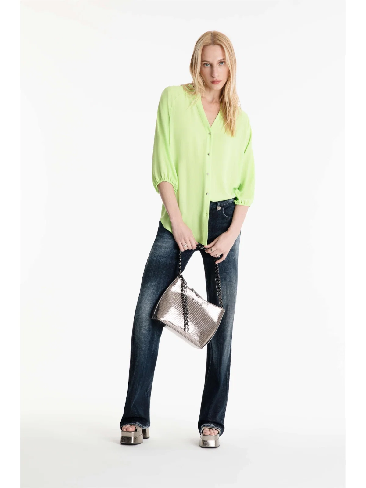 Calça Dark Forest Elastic Flare 1858 Lav.Escuro+rede+puid — imagem 1