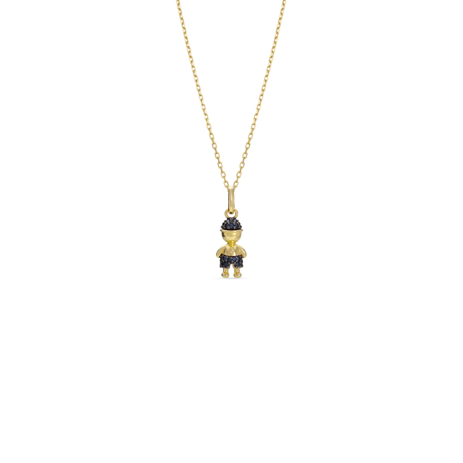 Pingente Mama Menino em Ouro Amarelo 18k e Safira Azul — imagem 1