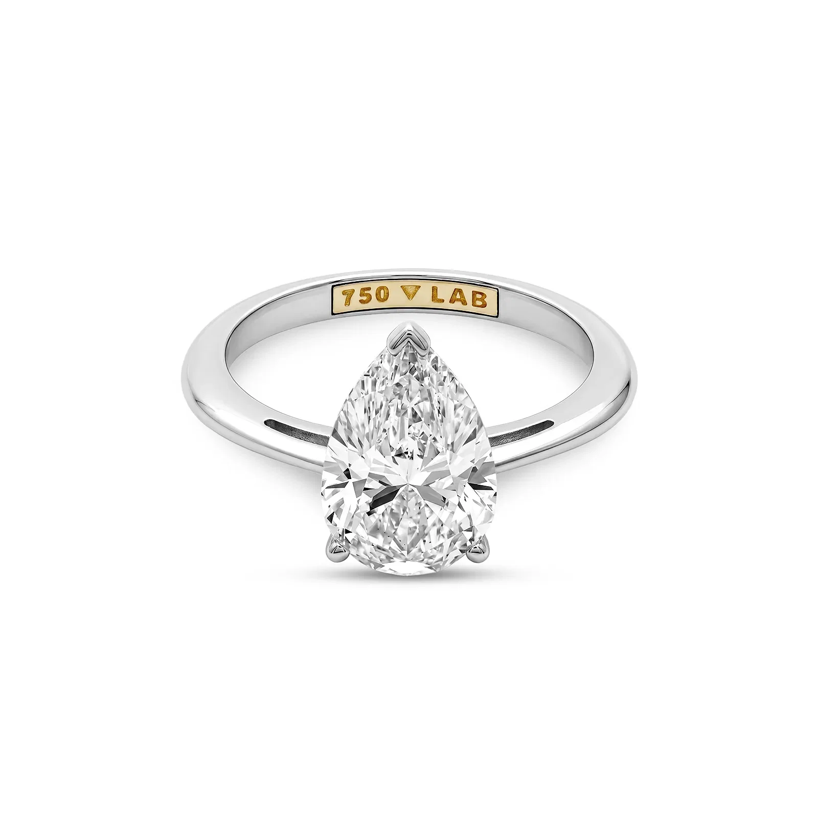 Anel Solitário Cielo Gota em Ouro Branco 18K com 3ct de Diamante de Laboratório