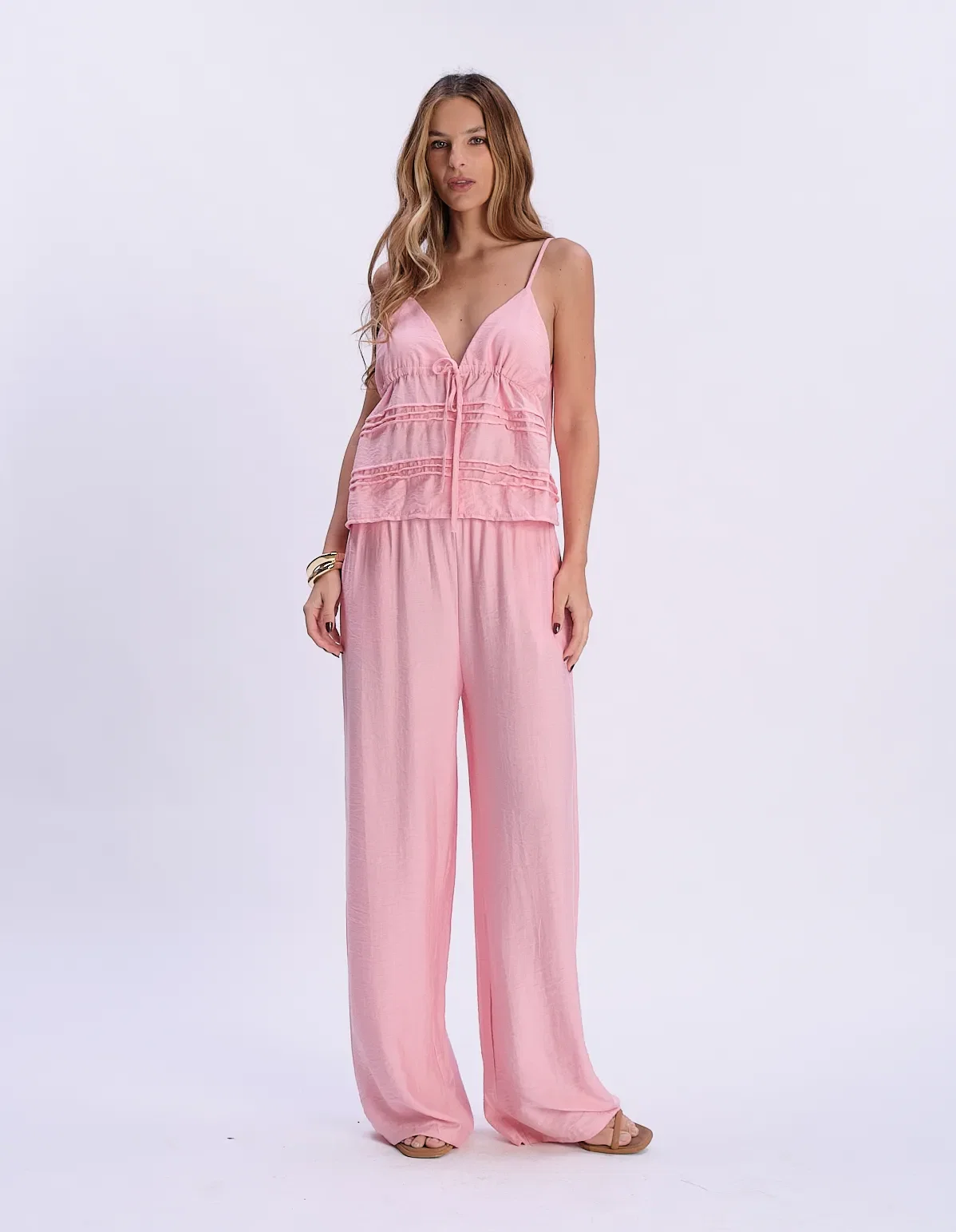 Conjunto Bata Amarração e Calça - Rosa — imagem 1