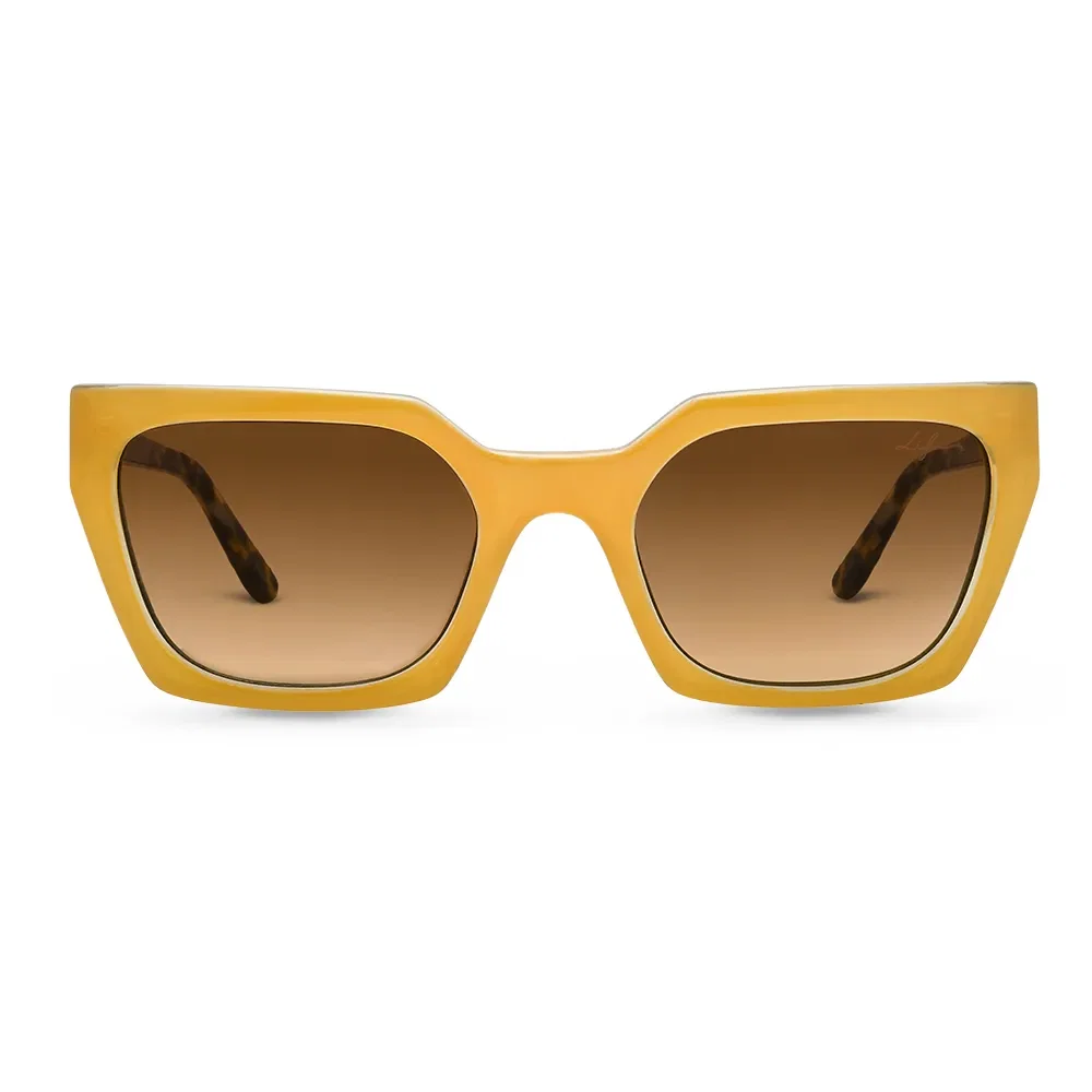 Óculos de Sol Life Quadrado em Acetato Amarelo