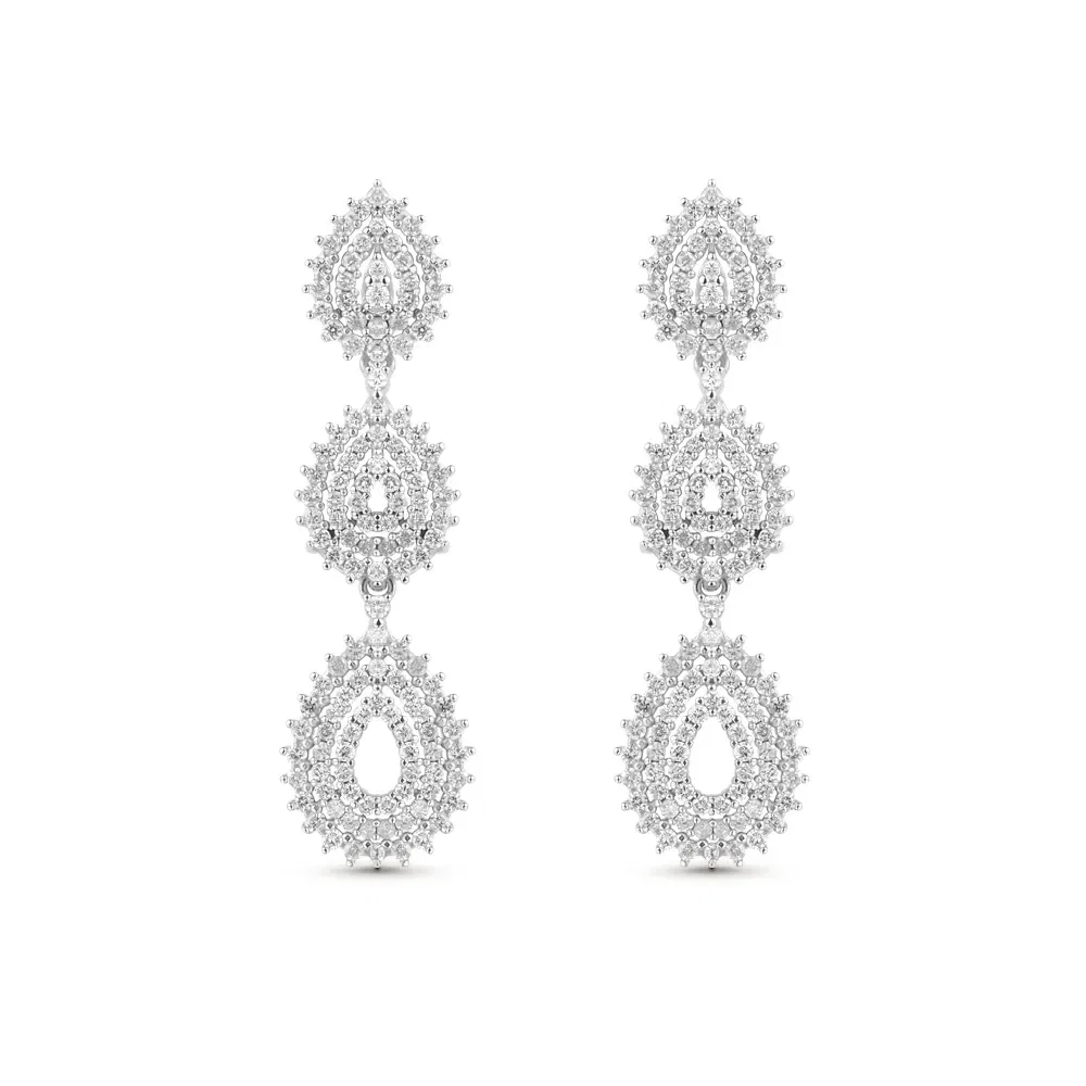 Brinco Conjunto Especial em Ouro Branco 18k com Diamantes — imagem 1