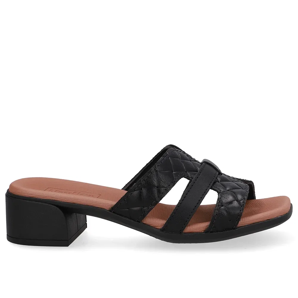 Tamanco Maxi Tressê Couro Preto — imagem 1