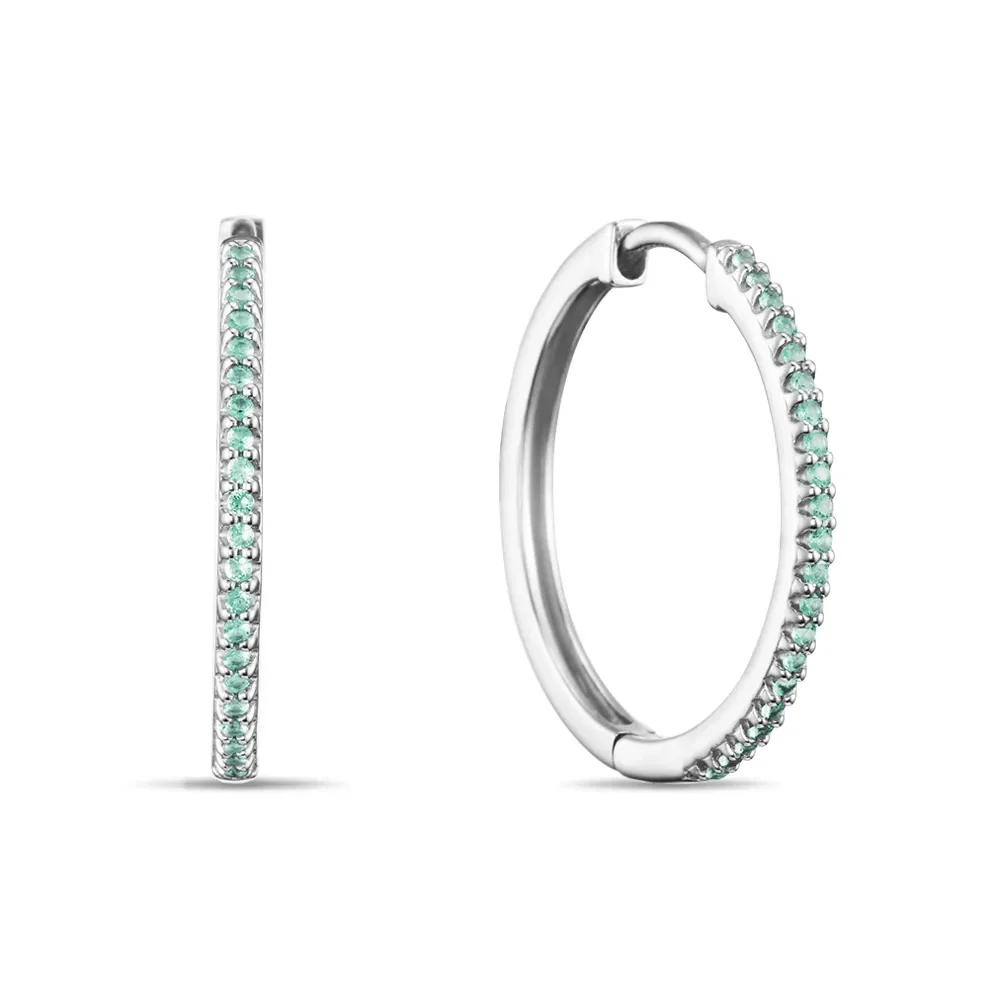Argola Life Pavê em Prata 925 com Pedras Azuis, 18mm — imagem 1