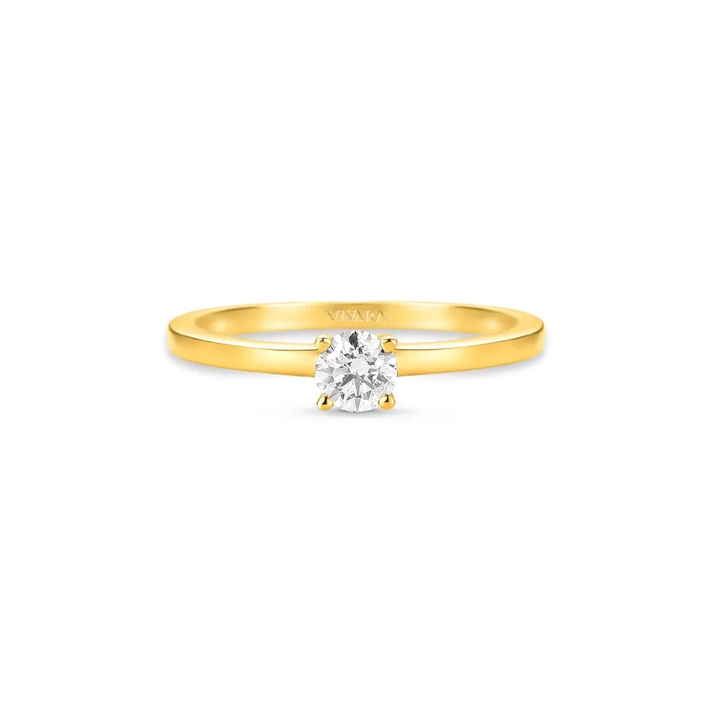 Anel Solitário Classic em Ouro Amarelo 18k com 0,25ct de Diamante — imagem 1