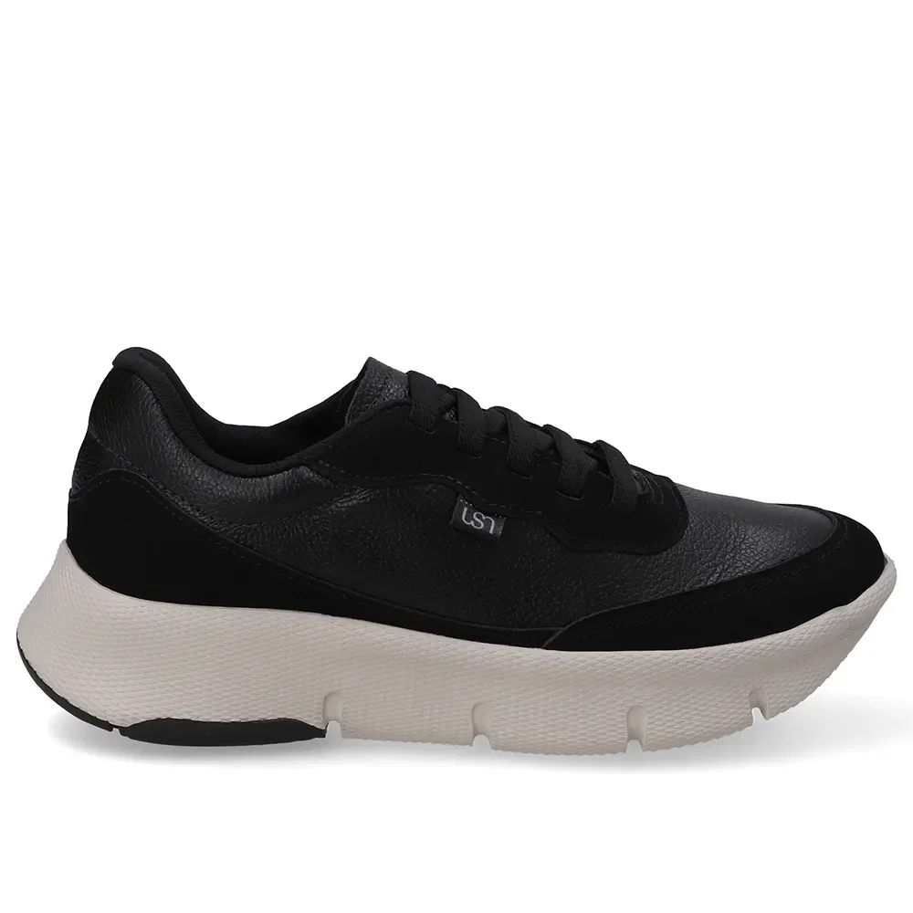 Tênis Casual Preto Couro
