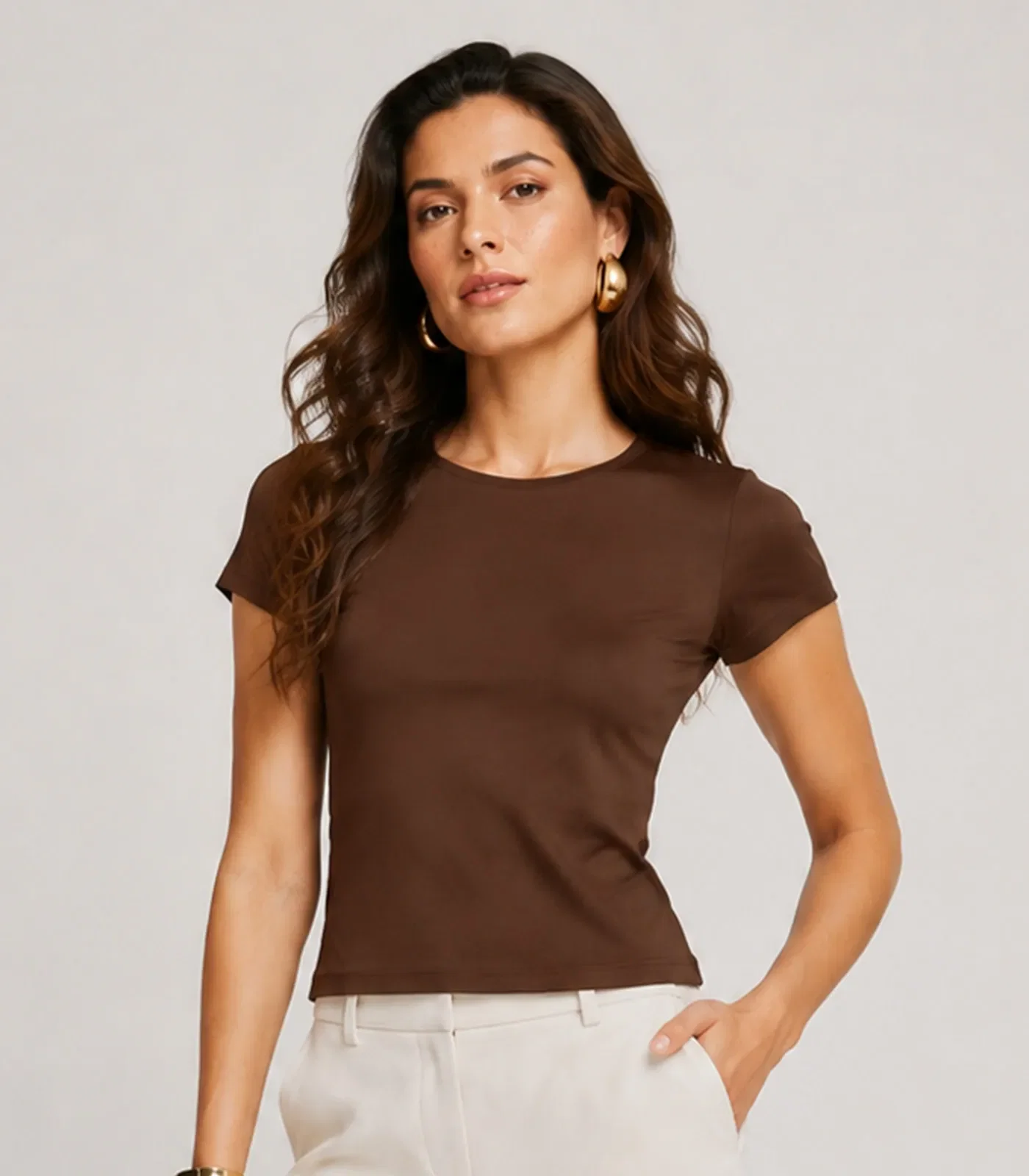 Blusa Feminina Cotton 30 Básica KO Marrom