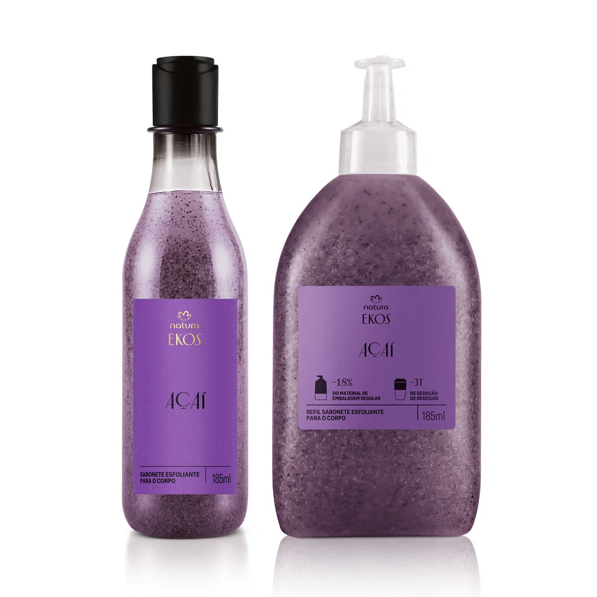 Kit Sabonete Líquido Esfoliante Natura Ekos Açaí com Refil (2 unidades)