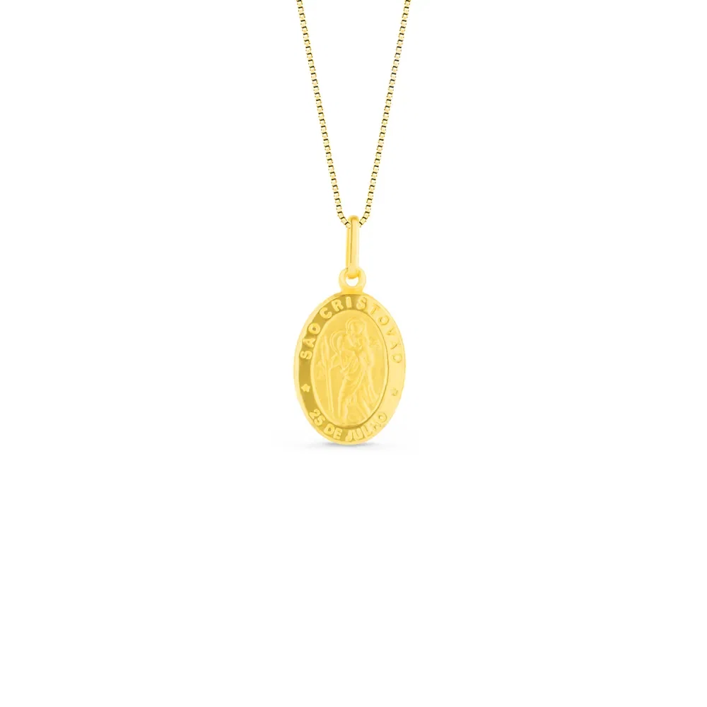 Pingente Medalha São Critovão em Ouro Amarelo 18k — imagem 1
