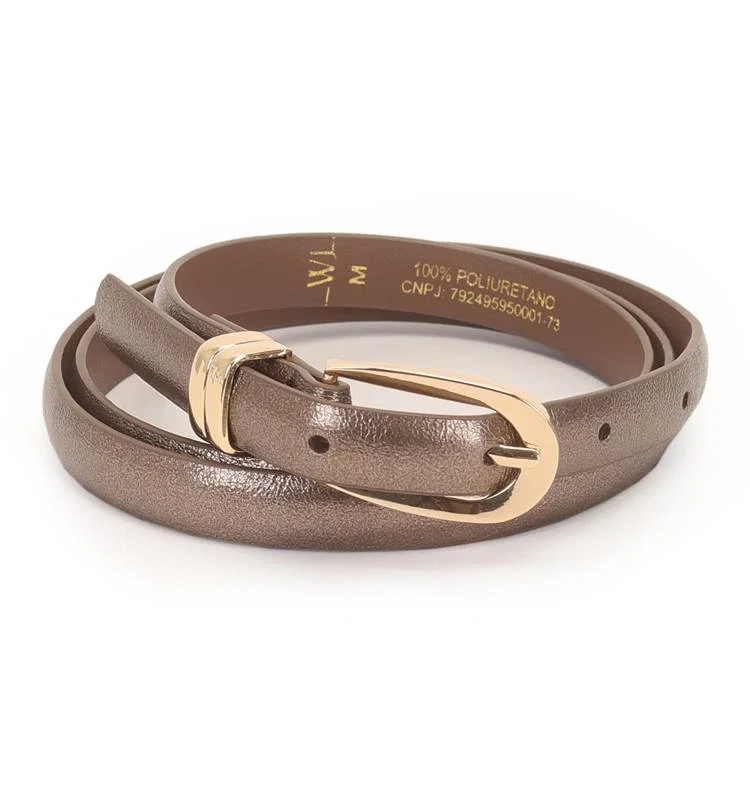Cinto Feminino Fivela Arredondada E Passantes Personalizados 1.5cm