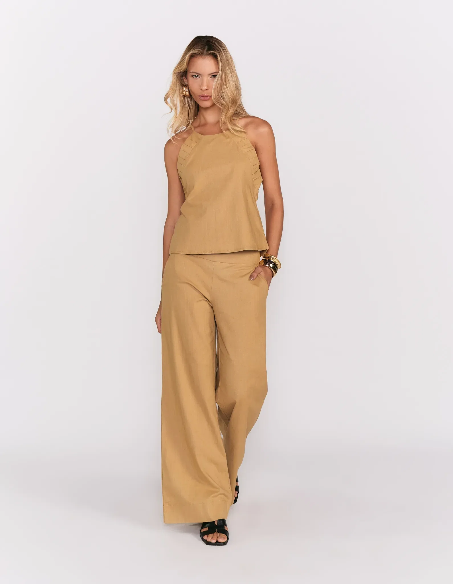 Blusa Decote Halter Dobraduras - Caramelo — imagem 1