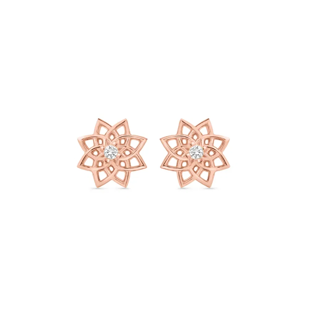 Brinco Life Flor em Liga Rosé com Banho de Ouro Rosé