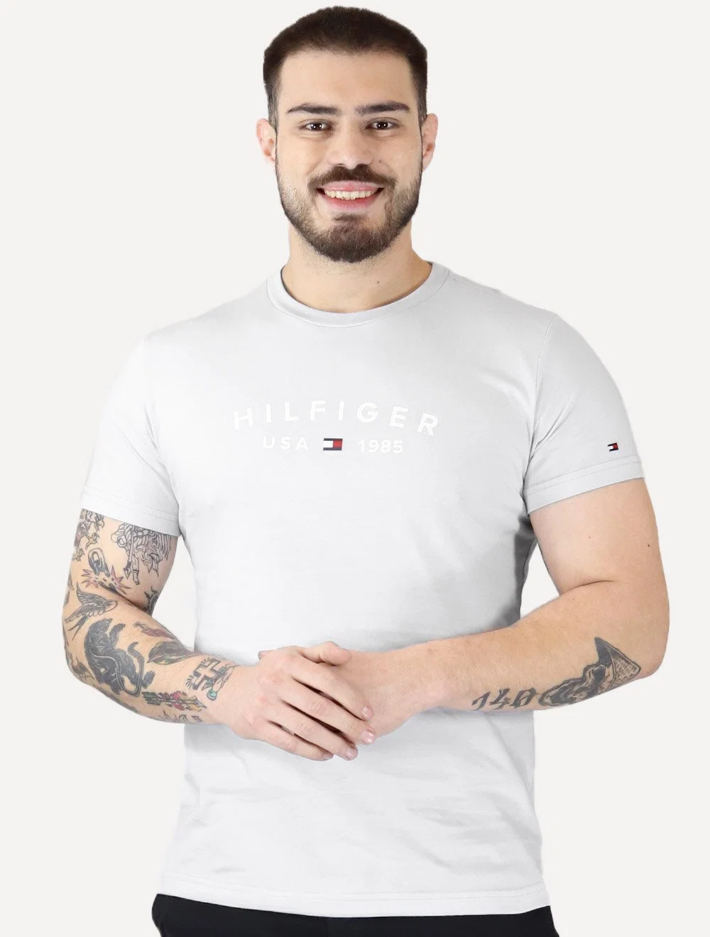 Camiseta Tommy Hilfiger Masculina Fathers Arc USA Off-White — imagem 1