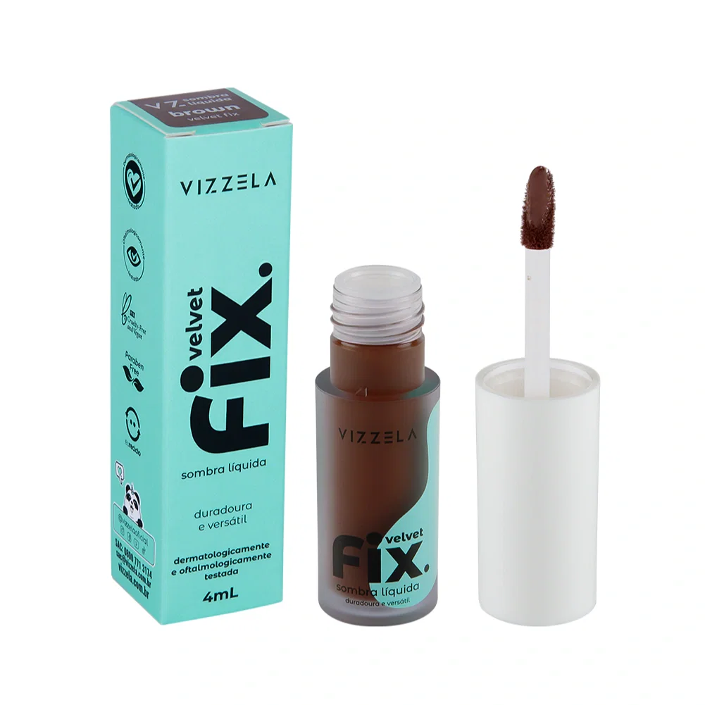 Sombra Líquida Vizzela Velvet Fix Brown 4ml