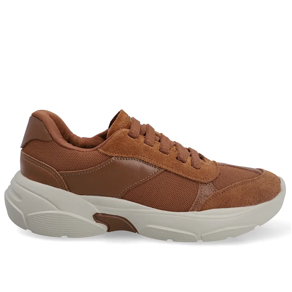 Tênis Casual Multimateriais Marrom