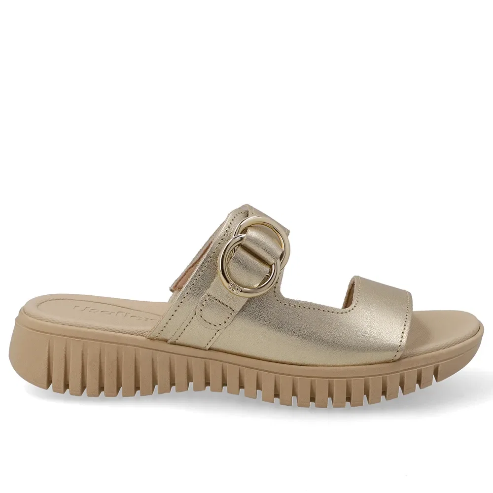 Tamanco Plataforma Couro Dourado Fivela — imagem 1