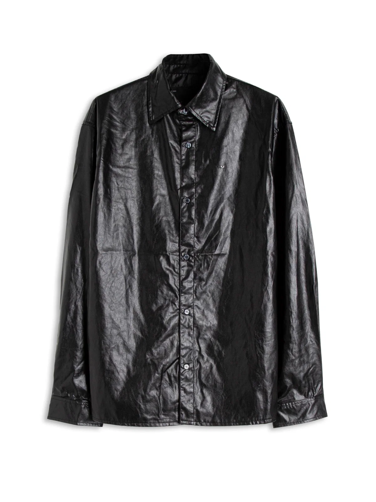 Camisa Wrinkle Overshirt Buttons Preto — imagem 1