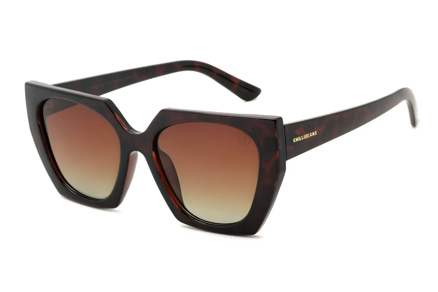Óculos de Sol Feminino Chilli Beans Quadrado Degradê Marrom Polarizado