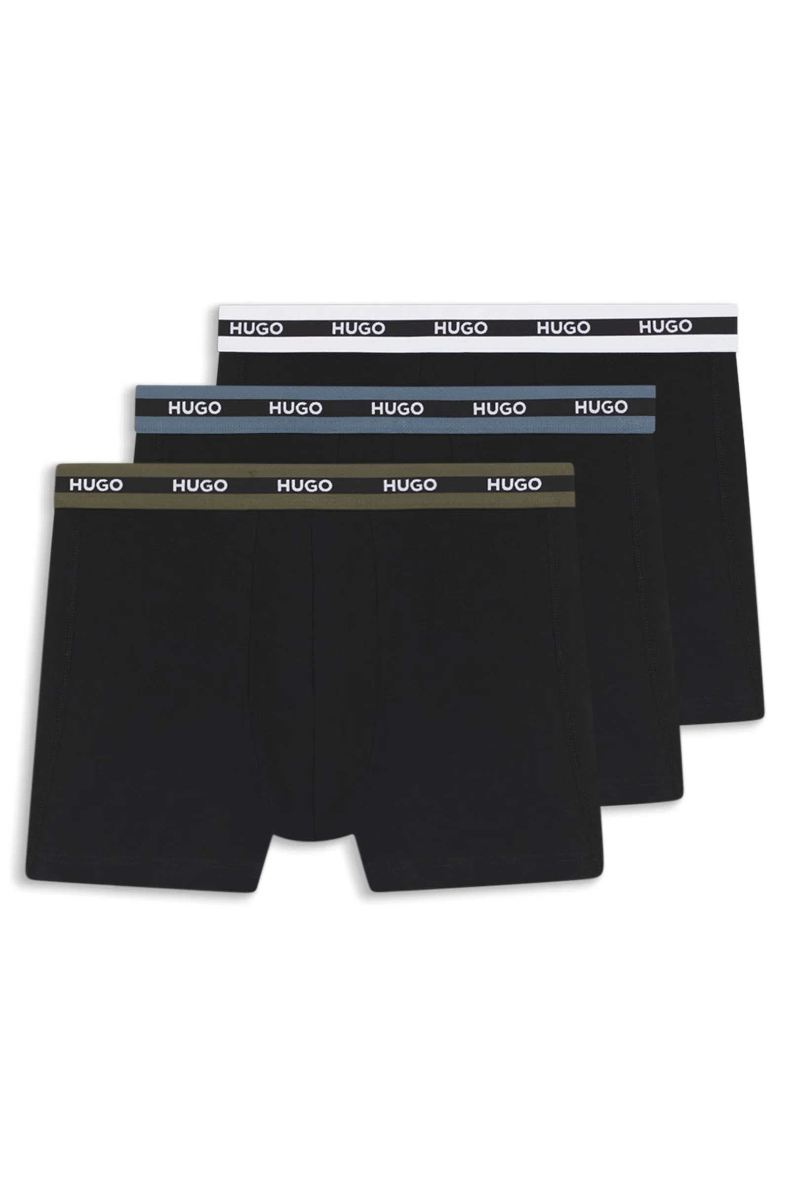 Kit Com Três Cuecas De Algodão Stretch Com Logos