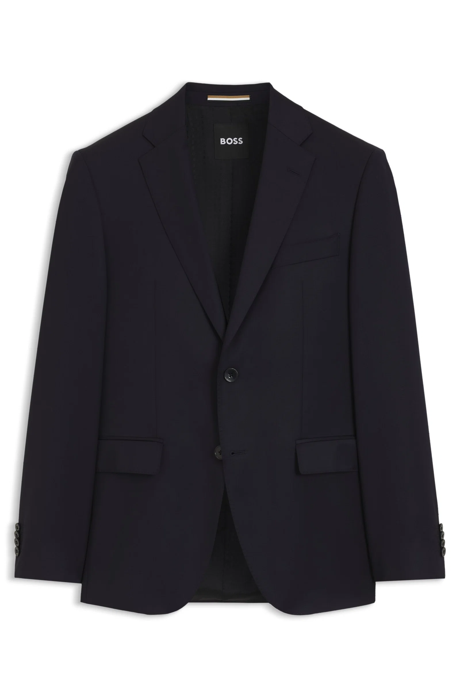 Blazer De Fechamento Simples Em Sarja De Lã Virgem