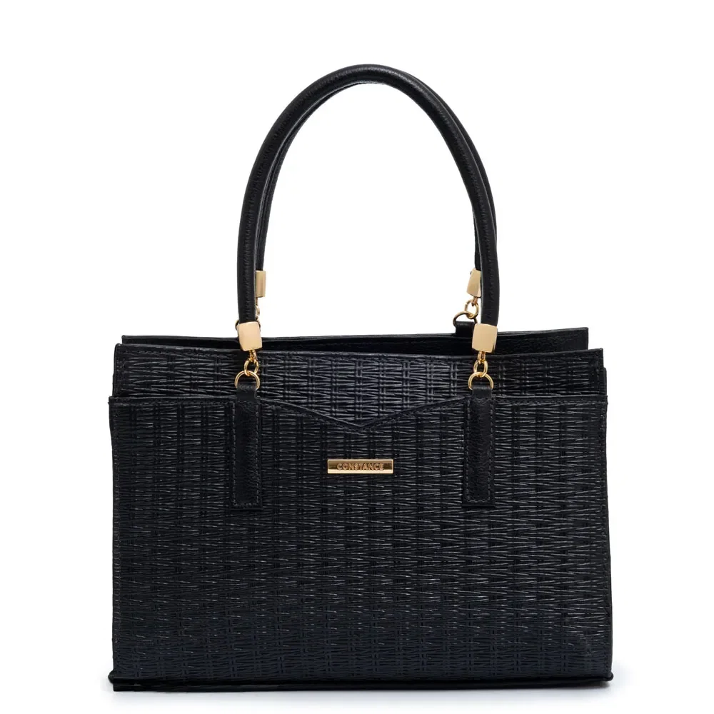 Bolsa Tote Couro Enfeite Preta — imagem 1