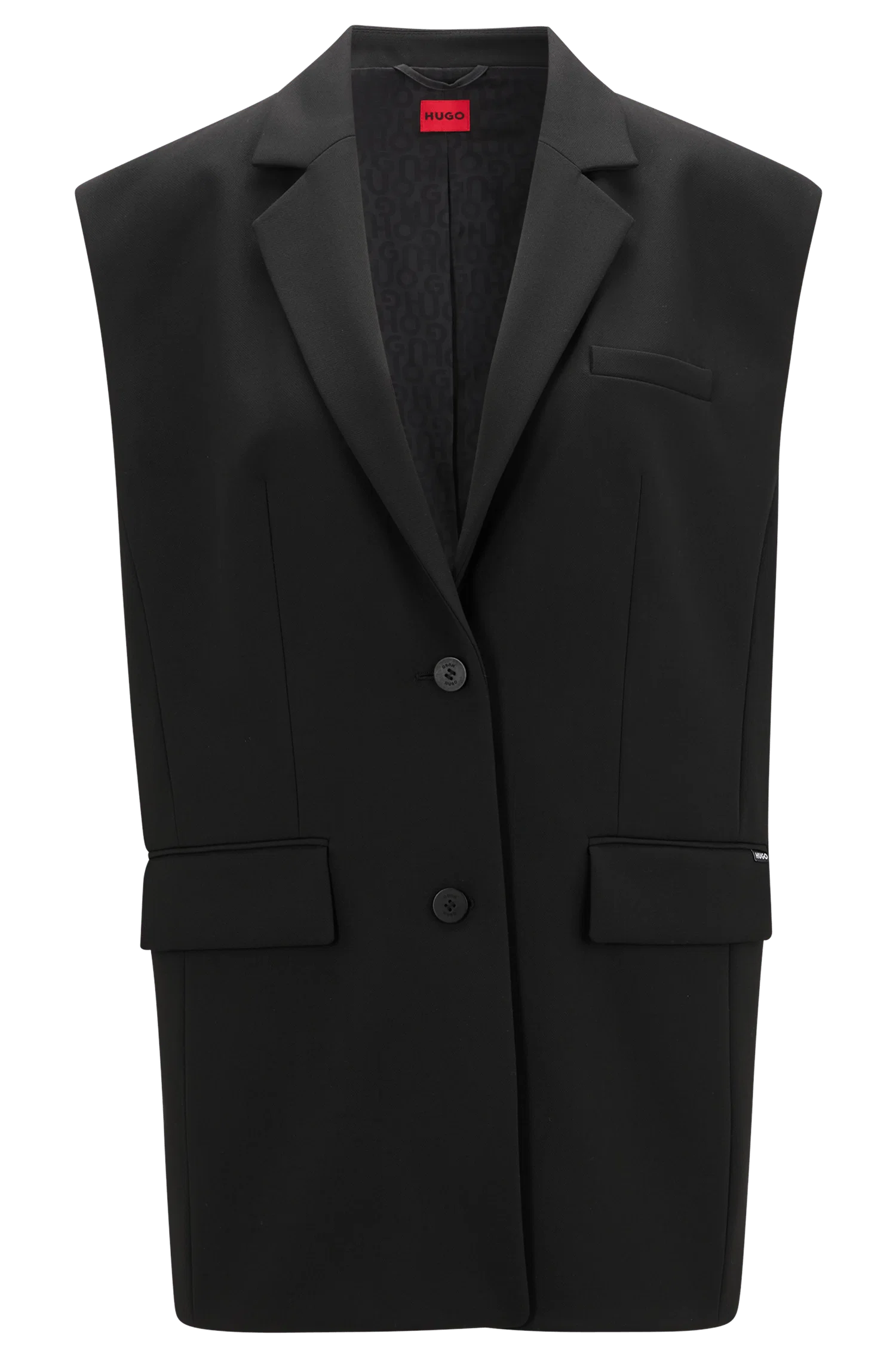 Colete Longo Regular Fit Com Forro Estampado Com Logo