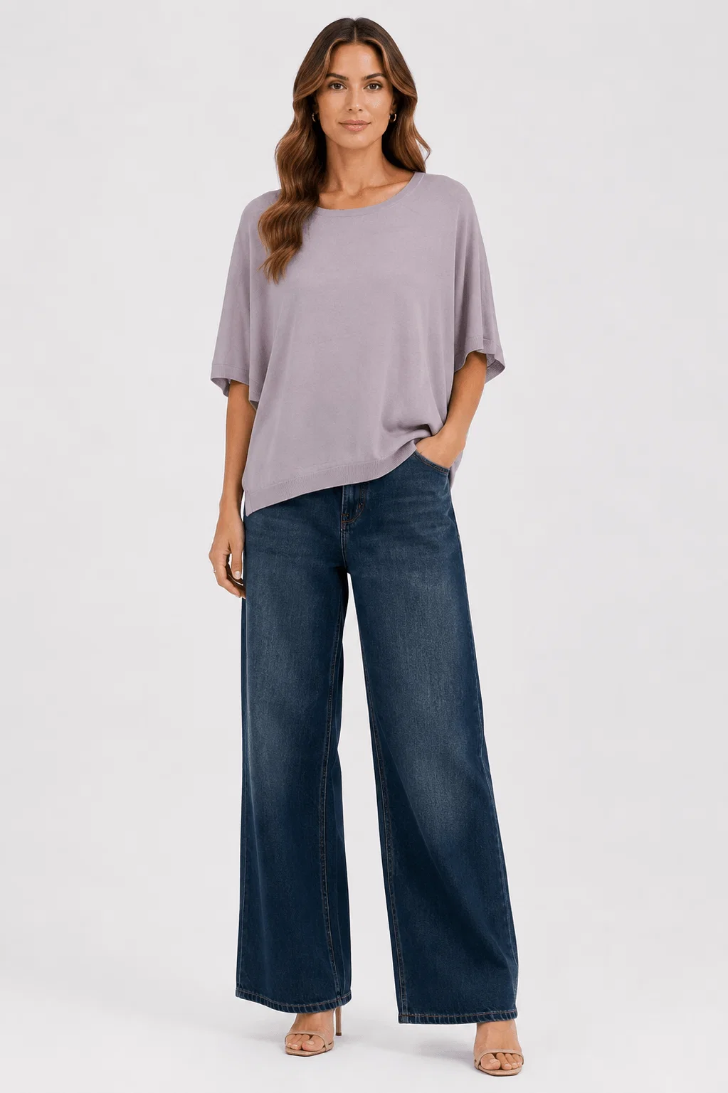 Blusa Tricot Manga 3/4 - Lilas — imagem 1