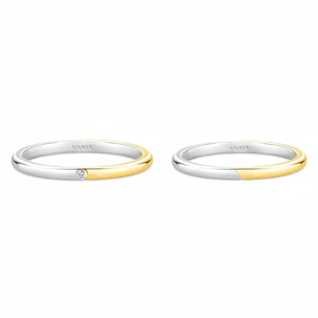Conjunto Alianças Especial Date Prata 925 e Ouro amarelo 18k