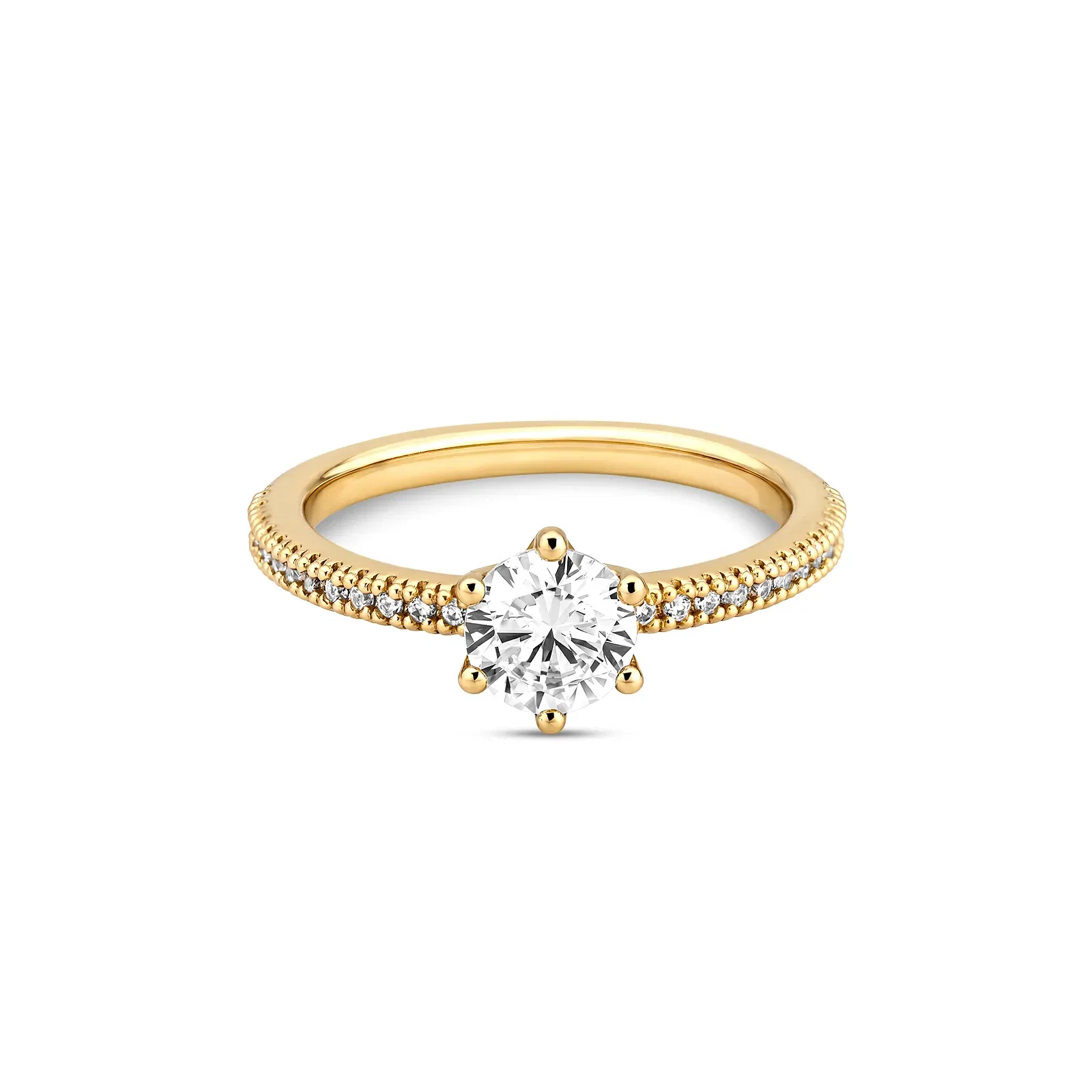 Anel Solitário Life em Prata 925 com Banho de Ouro Amarelo 18K e Zircônia Incolor — imagem 1