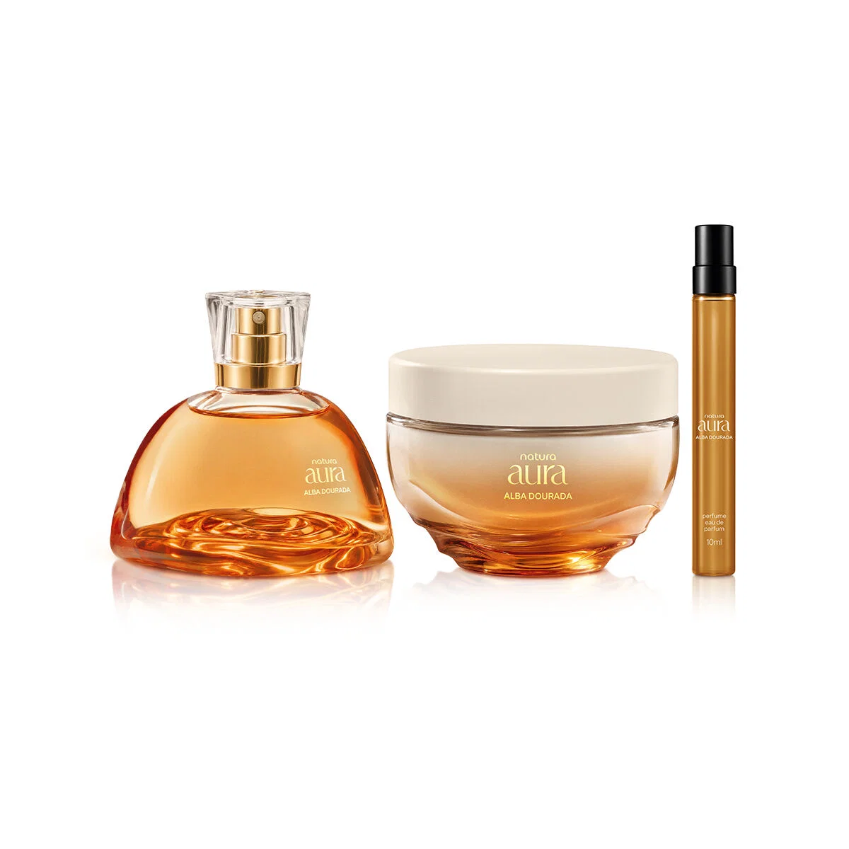 Kit Aura Alba Dourada Eau de Parfum + Eau de Parfum Travel Size + Creme Corporal 3 produtos