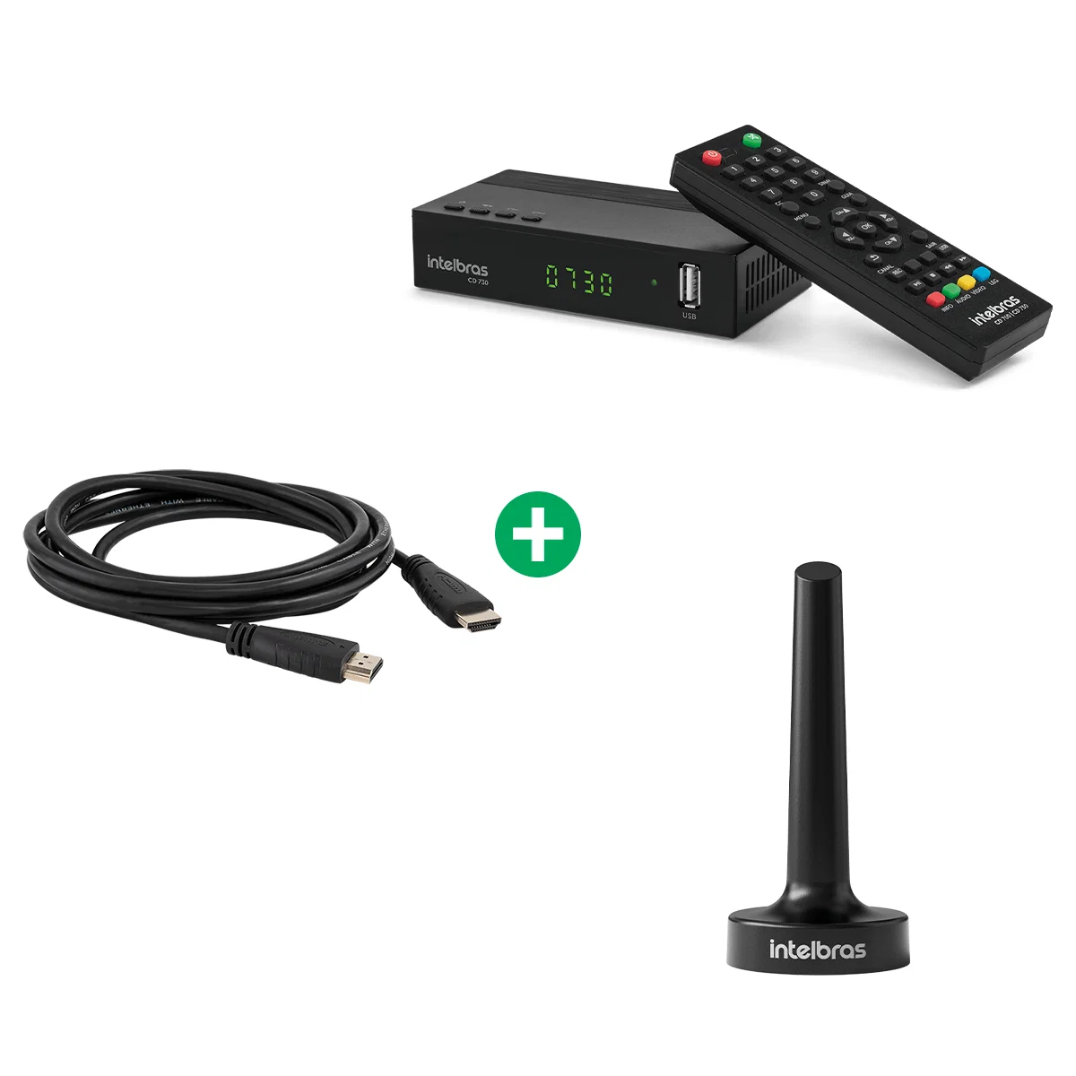 Kit Conversor Digital CD730 com Antena de TV AI2025 e Cabo HDMI 2,5m — imagem 1