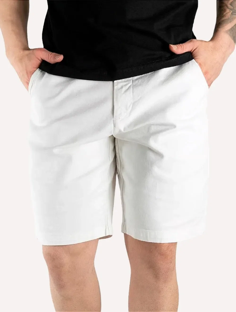 Bermuda Reserva Masculina de Sarja Casual Iron Off-White