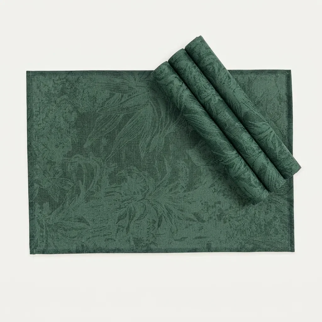 Jogo Americano 4 Peças Impermeável Jacquard Verde