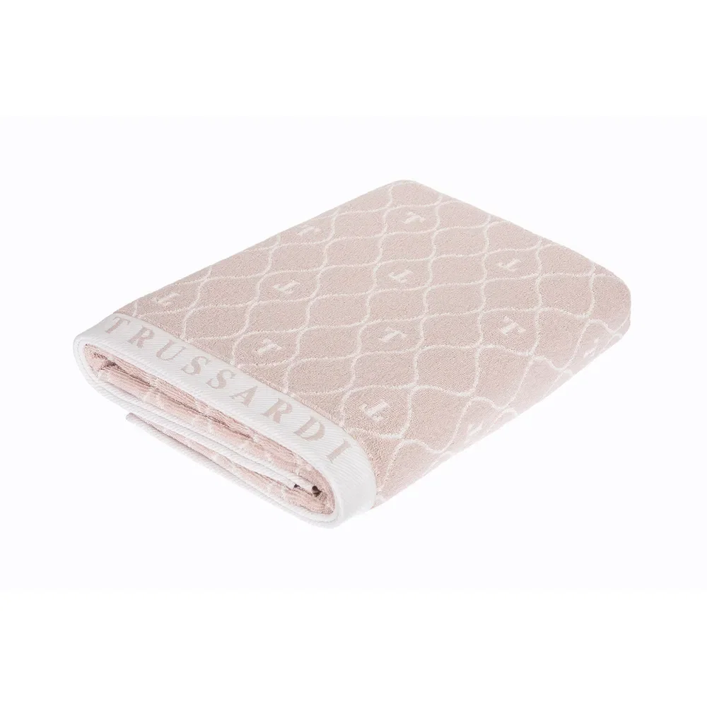 Toalha de Rosto Trussardi Jacquard Fio Tinto Speciale Soft Rose / Branco