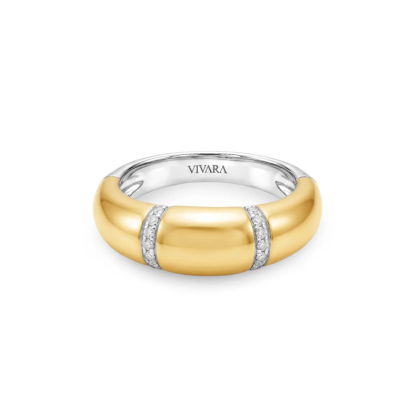 Anel Mykonos em Prata 925 e Ouro Amarelo 18k com Diamantes 0,08 ct