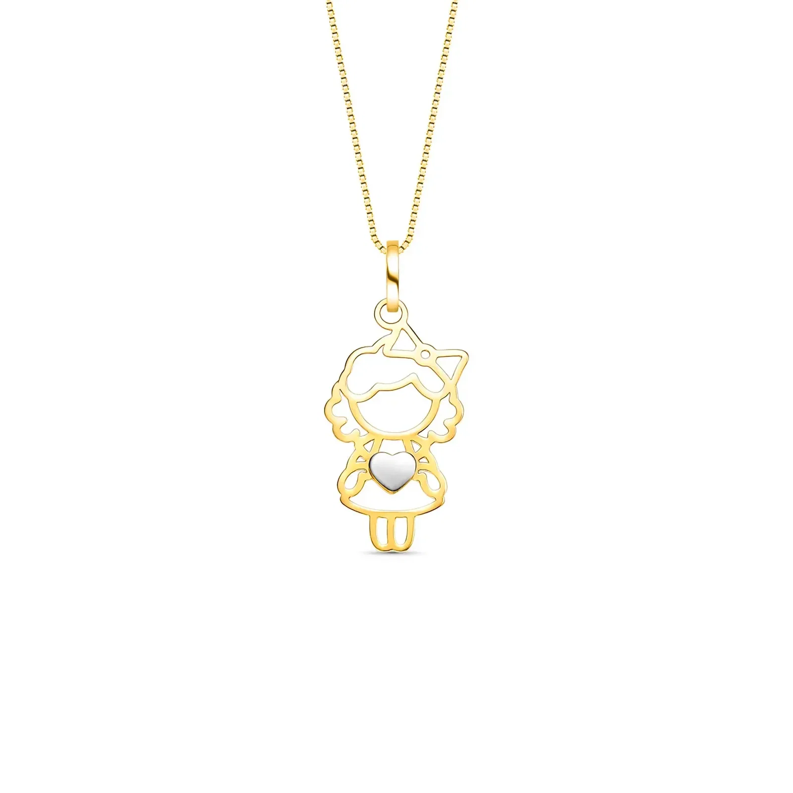Pingente Menina Coração em Ouro Amarelo 18K — imagem 1