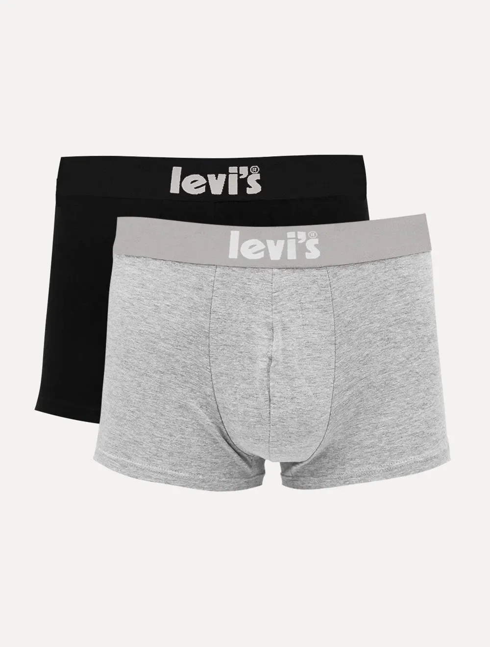 Cuecas Levis Masculinas Boxer Brief Poster Cinza Mescla e Preta Pack 2UN