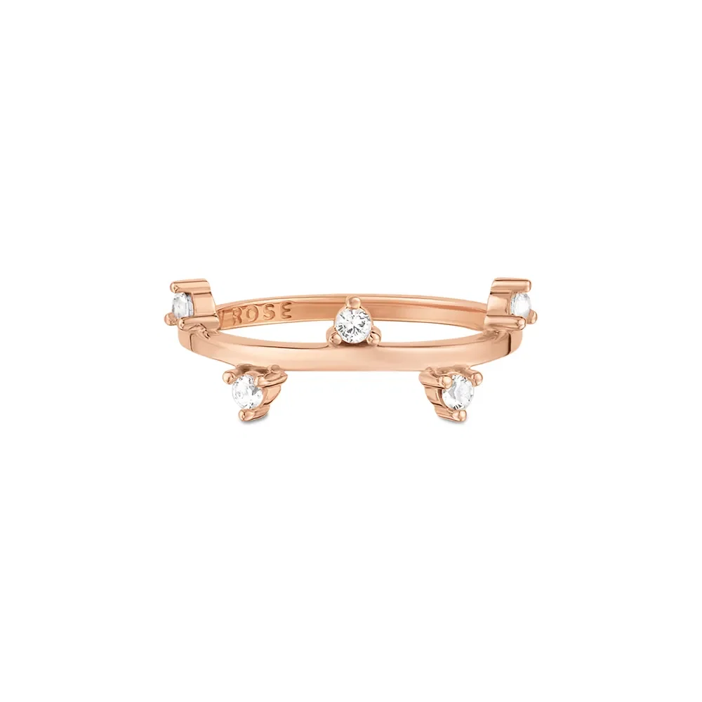 Anel Life Fancy em Liga Rosé com Banho de Ouro Rosé 18k e Pedras Incolores
