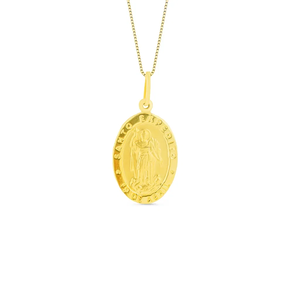 Pingente Medalha Santo Expedito em Ouro Amarelo 18k — imagem 1