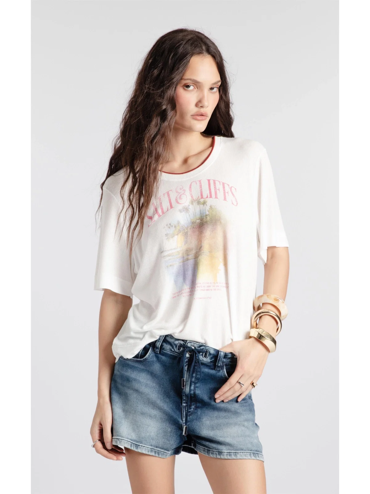 Blusa Light Rib Salt & Cliffs Boxy Off White